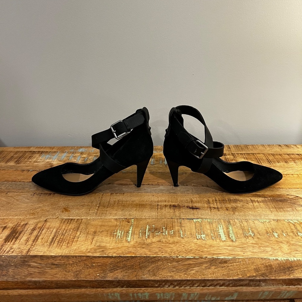 Joe's Jeans - Black Suede Ankle Strap Heel [Women - Size 8]